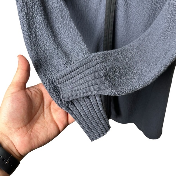 Textures Size 0 Full Zip Longline Cardigan Cotton Jacket Made in USA Blue Gray - Picture 4 of 9